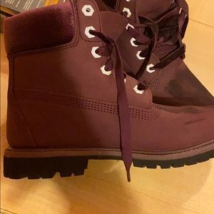 Brand New Maroon Velvet Timbs